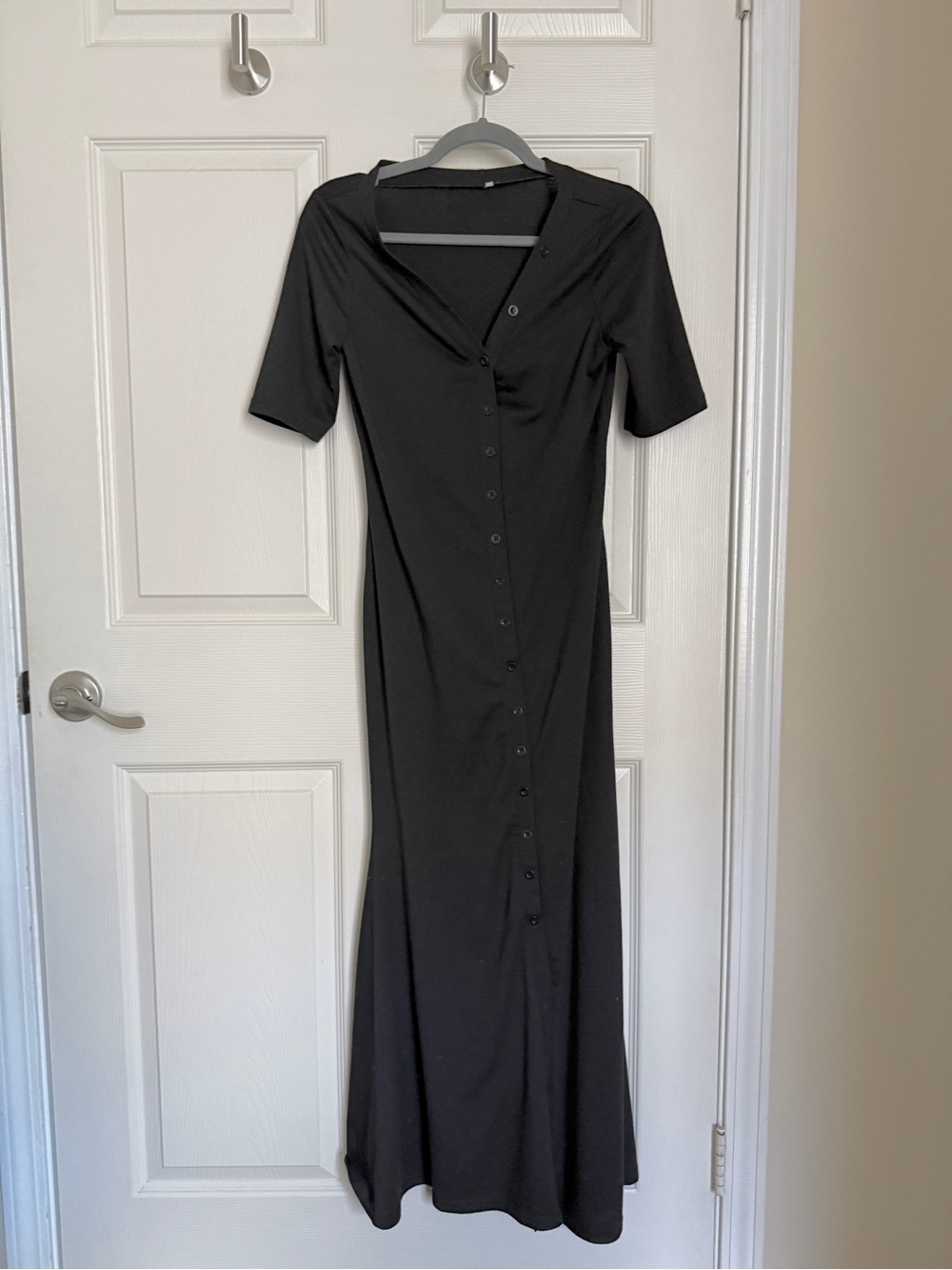 Black Button-Front Maxi Dress